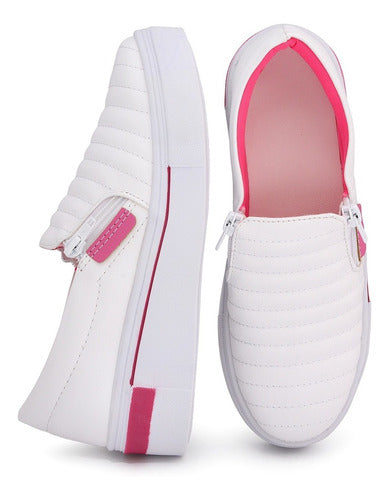 Tênis Feminino Slip on Casual com Zíper
