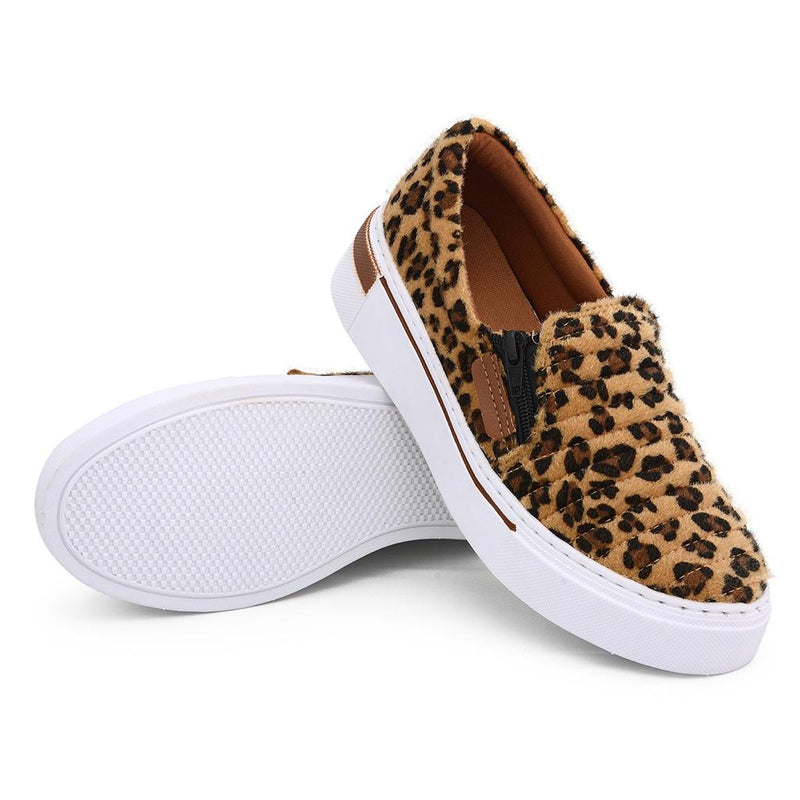 Tênis Feminino Slip on Casual com Zíper
