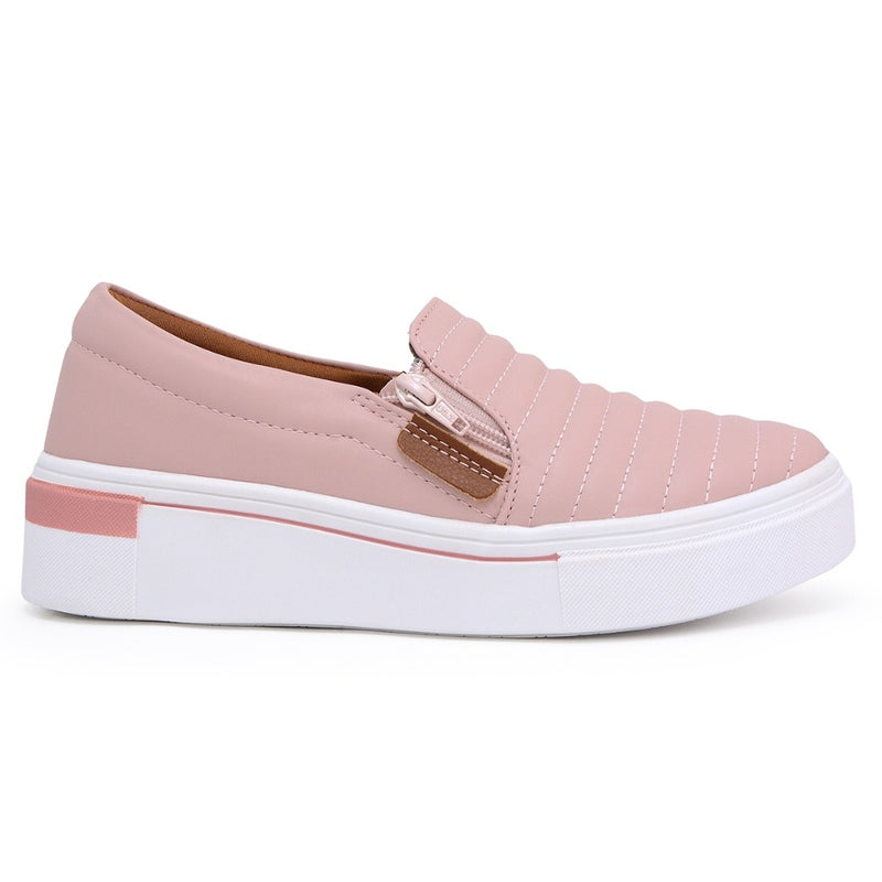 Tênis Feminino Slip on Casual com Zíper