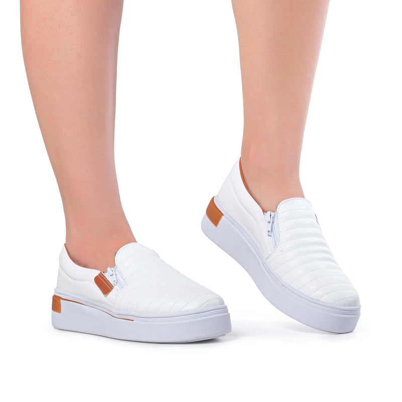 Tênis Feminino Slip on Casual com Zíper