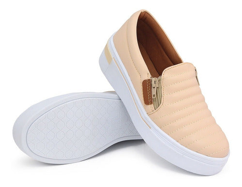 Tênis Feminino Slip on Casual com Zíper
